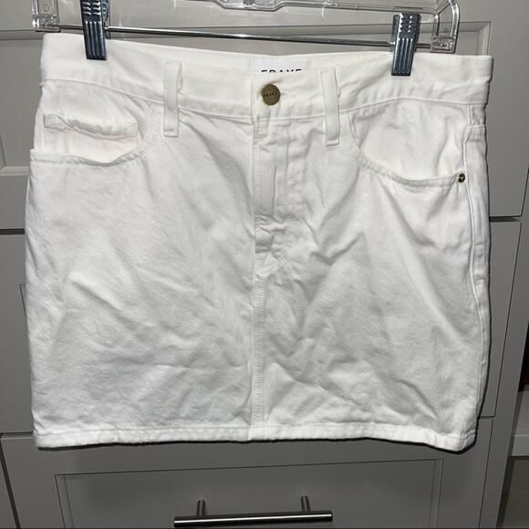 FRAME Le Mini Denim Skirt Blanc White 26 - Picture 3 of 6